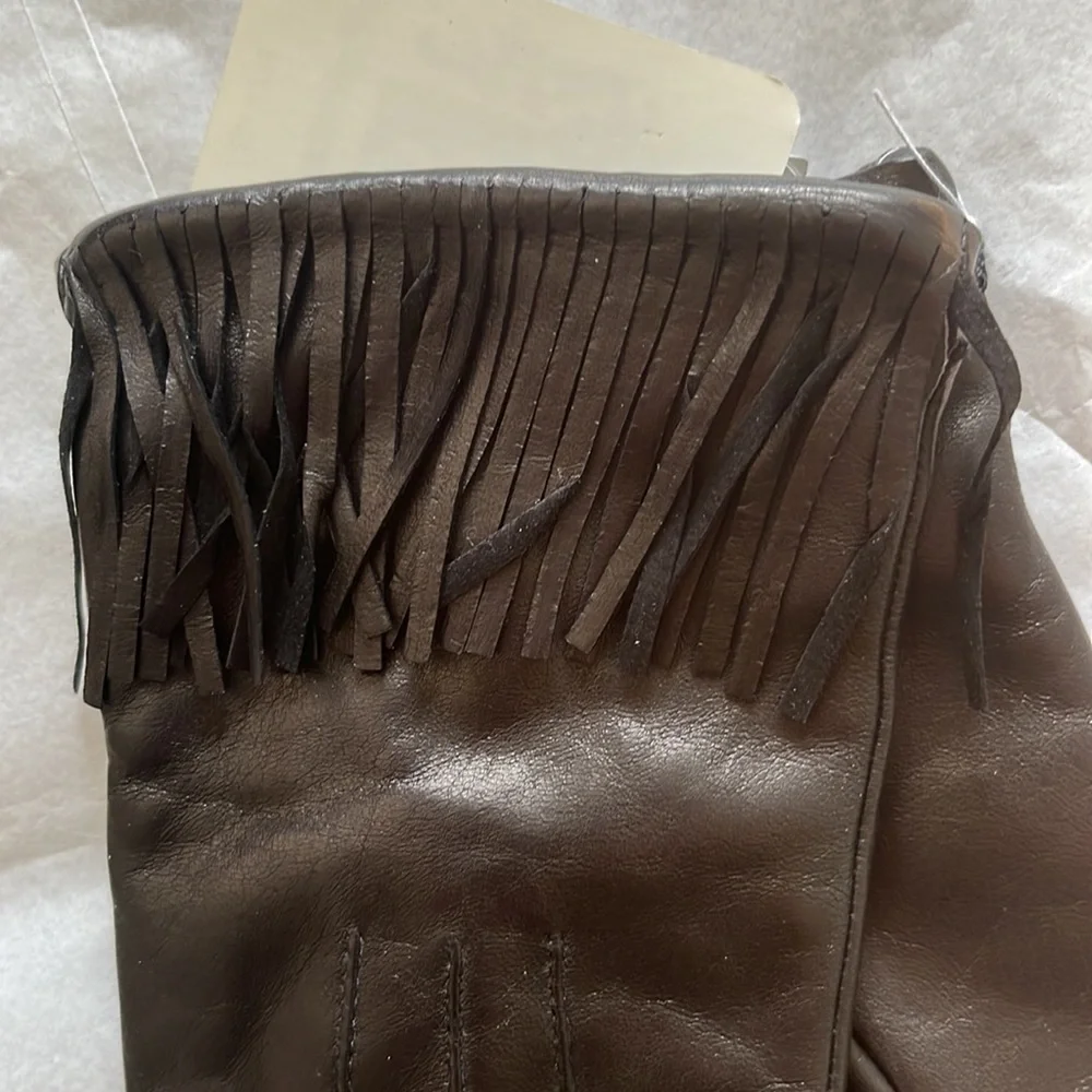Portolano Black Leather Gloves NWT